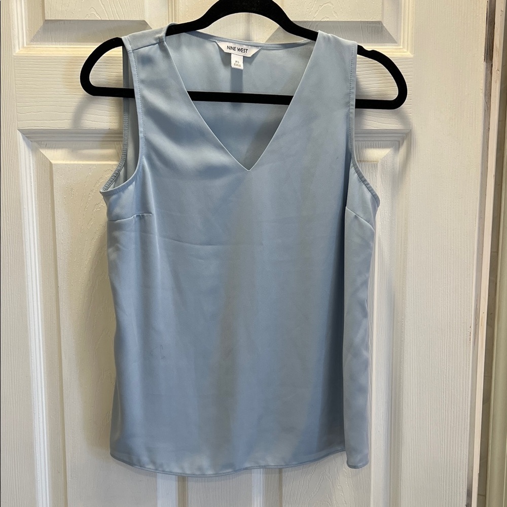 Nine West Sky Blue V-Neck Blouse